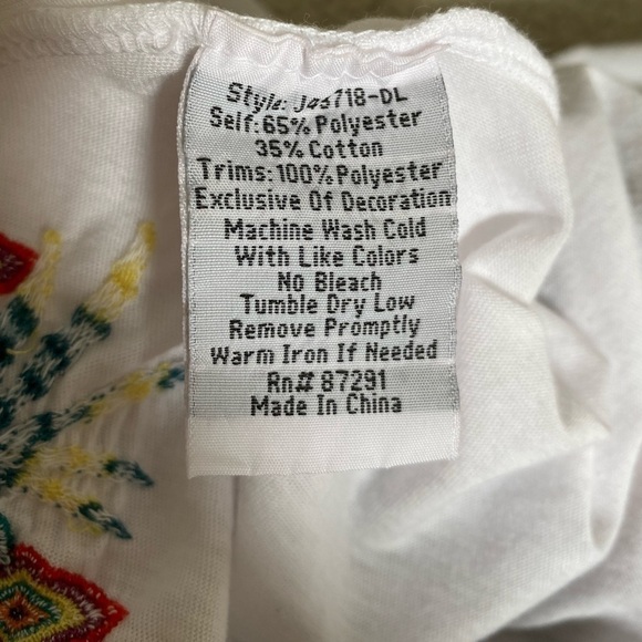 Johnny Was Quinn Embroidered White Cotton Draped Kimono Cardigan Women’s XS - Picture 7 of 12